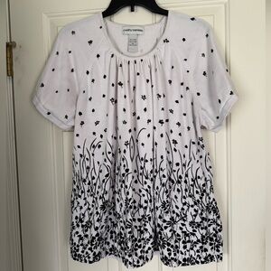 Cathy Daniels White and Black Floral Sweater